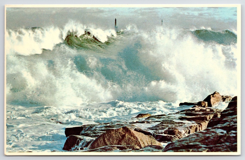 Massachusetts Rockport Cape Ann Eden Road Thatcher Island Twin Lights Postcard