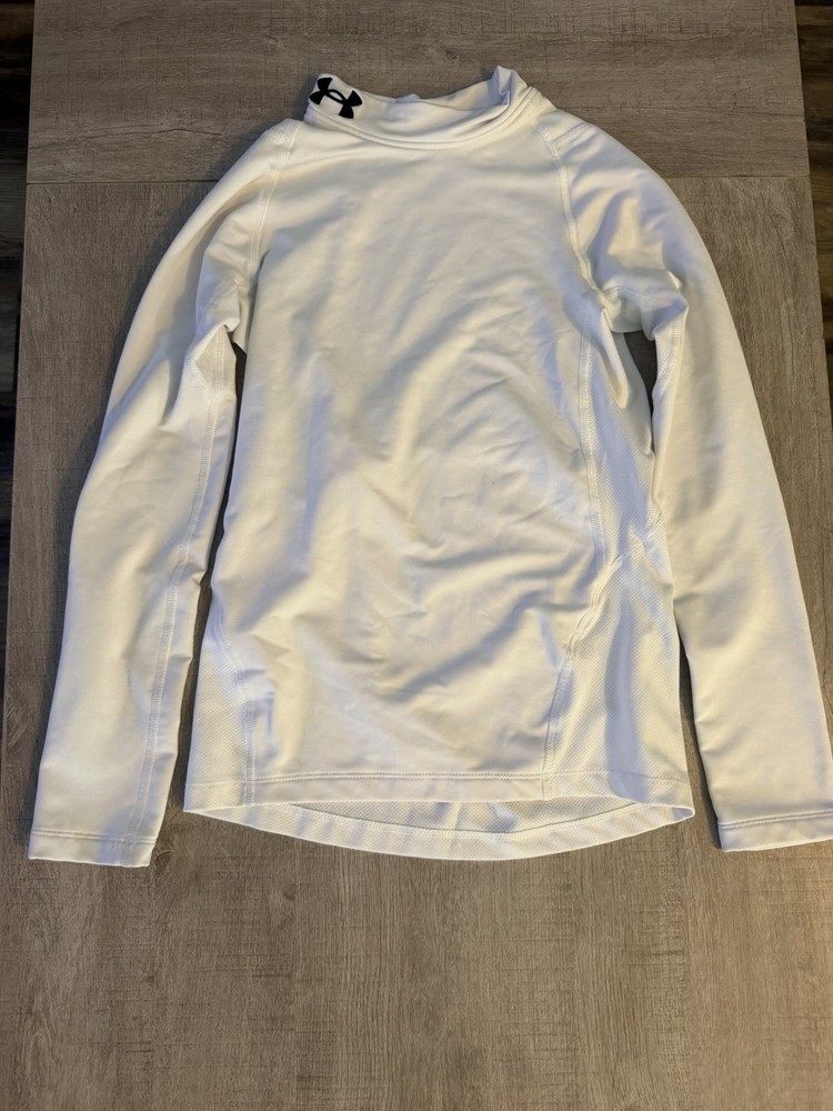 Under Armour Heat Gear Boys White Size Youth Medium Long Sleeve Shirt
