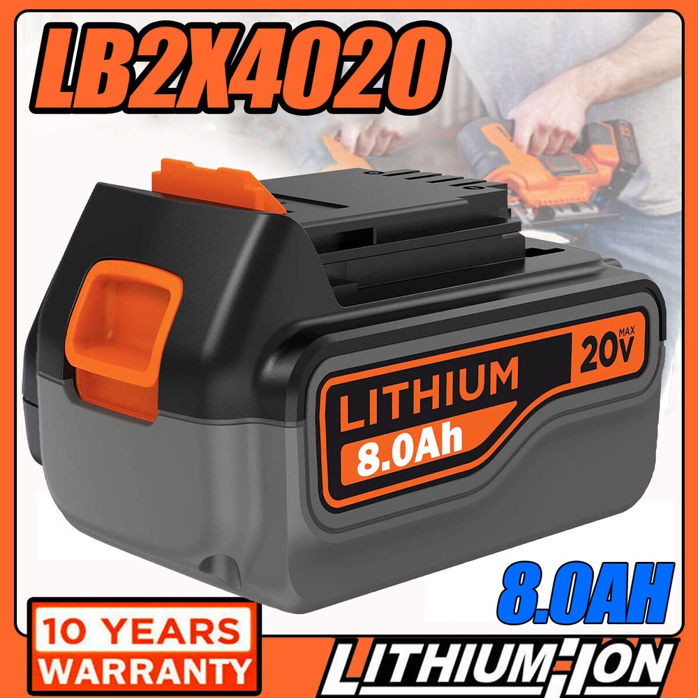 20V MAX 8.0Ah Lithium Battery for Black+Decker LBXR20 LB20 LBX20 LB2X4020
