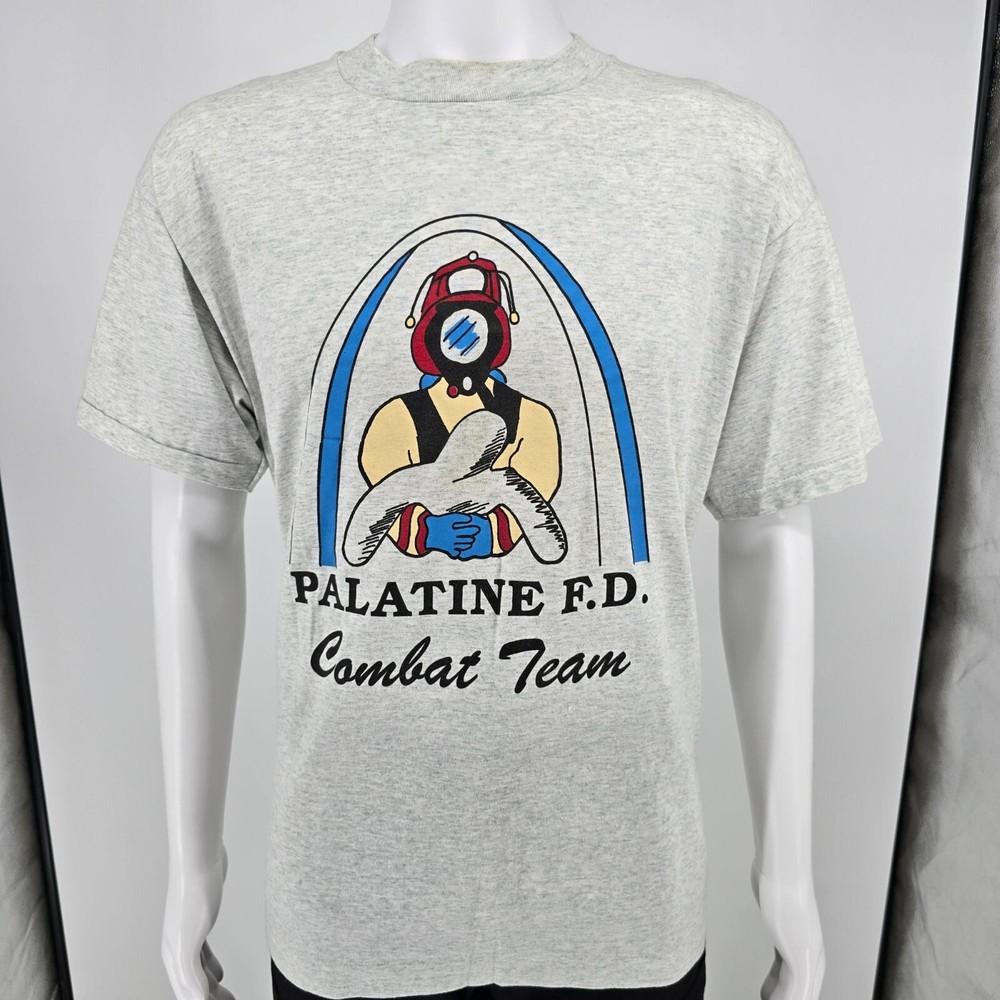 Vintage 1990s Palatine Fire Department Firefighters Combat Team T-Shirt (XL)