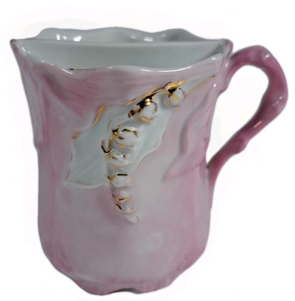 VTG Porcelain Mustache Mug Pink and Gold German