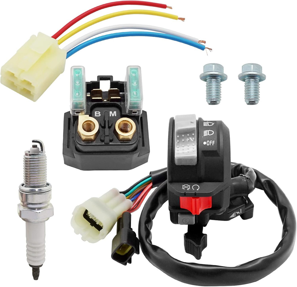 Start Stop Switch & Starter Solenoid Relay & Plug & Spark for Yamaha YFM Big Bea