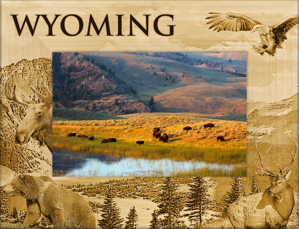 Wyoming Laser Engraved Wood Picture Frame Landscape (4 x 6)
