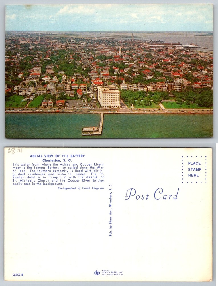 Aerial View The Battery Charleston SC Ft Sumter Hotel St Michael's Church