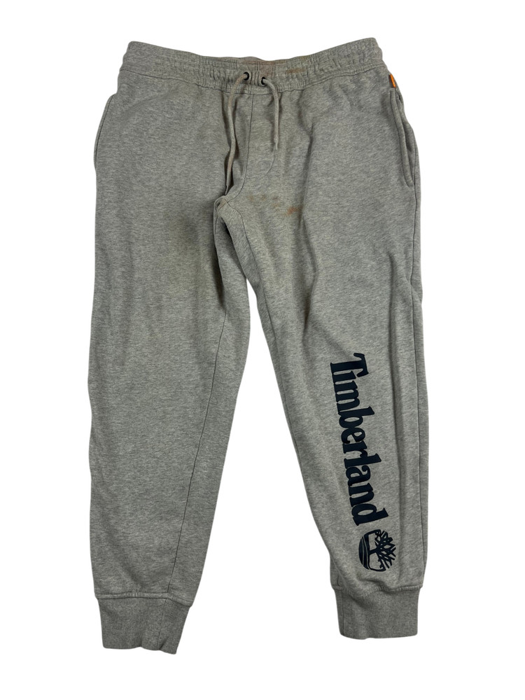 Timberland Men's Gray Activewear Fleece Jogger Sweatpants Drawstring Pockets
