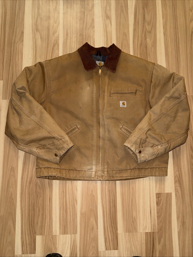 Vintage Carhartt 90s J01 BRN USA Mens Size 48R Blanket Lined Detroit Jacket