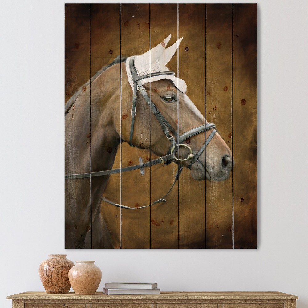 Designart 'Portrait Of Brown Horse With White Ears'