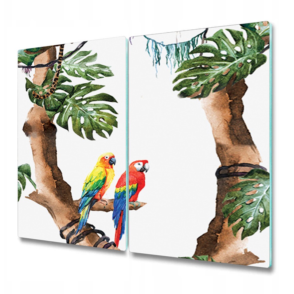 Serving Chopping Board Glass Cover Tropical Cheetahs Floral Tropical 2x30x52