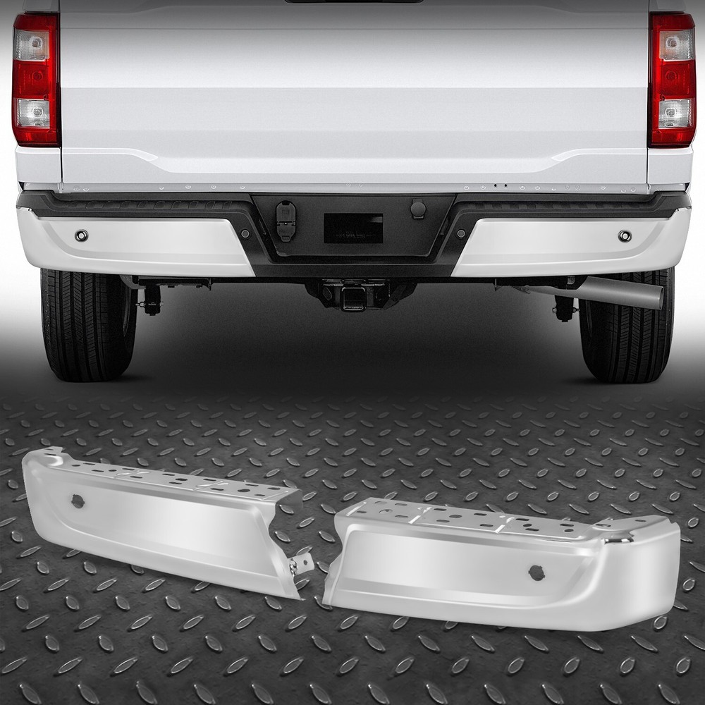 Left+Right Set Chrome Rear Bumper End Cap For 2021-2024 Ford F150 w/ Park Sensor