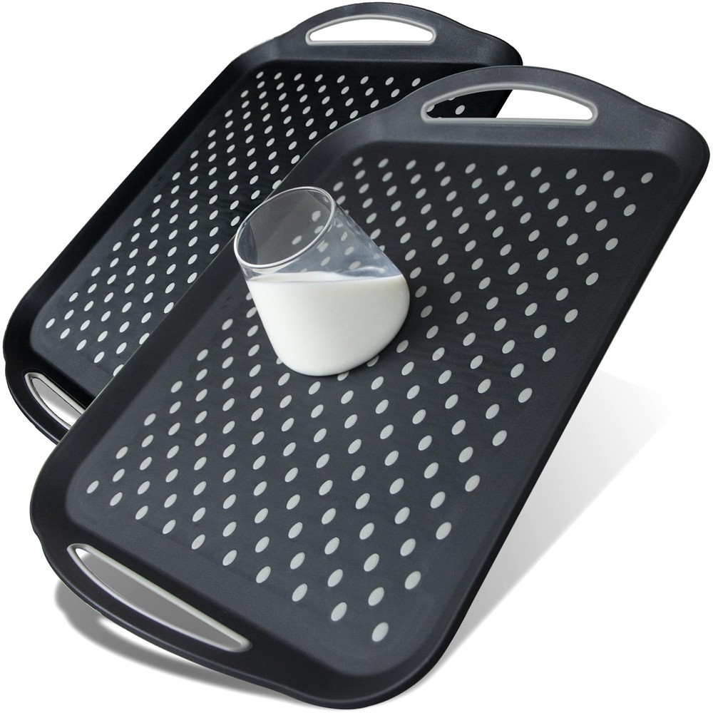 Nonslip Serving Tray with Silicone Grips & Handles for Lap Dining