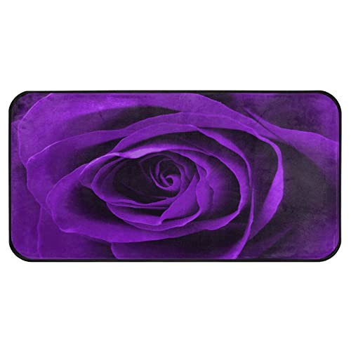 Purple Rose Kitchen Floor Mat Flower Rose Non Slip Absorbent Comfort Standing