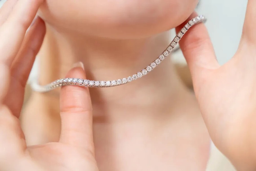 16Ct Lab Diamond Tennis Necklace in 14K White Gold Over 18 Inches