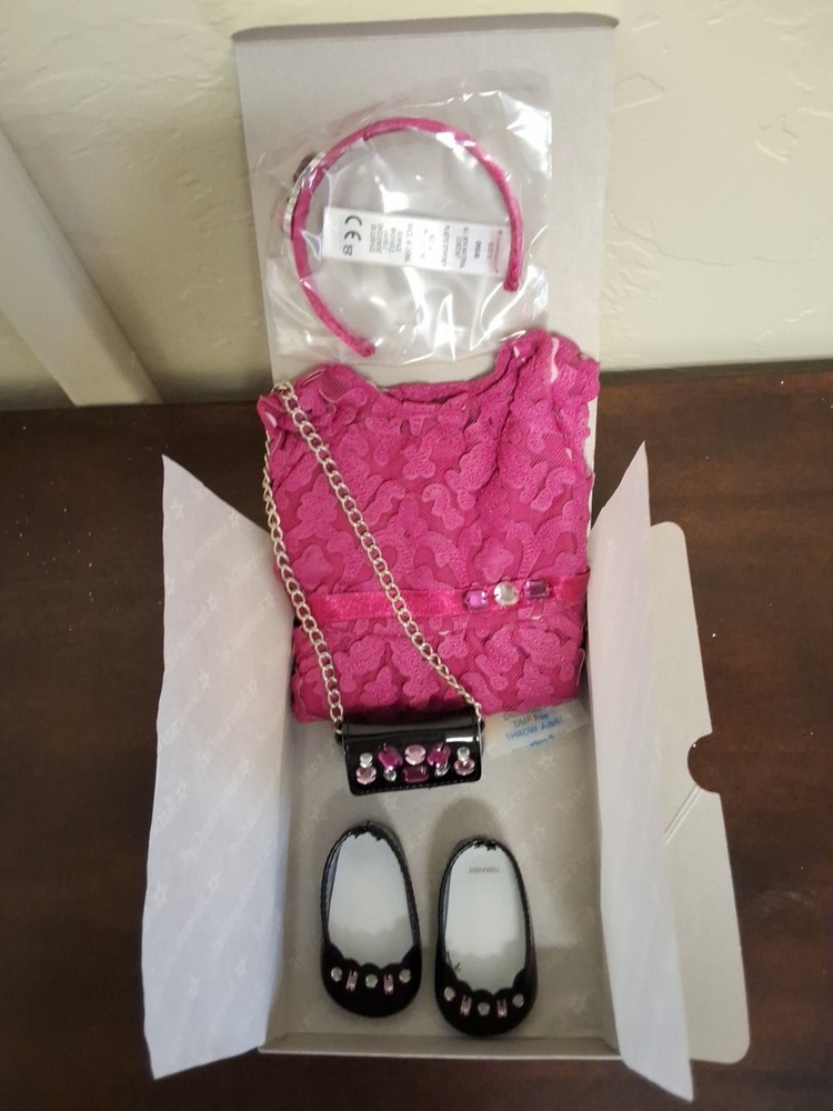 American Girl Merry Magenta Holiday Outfit~Dress~Shoes~Purse~Headband~New
