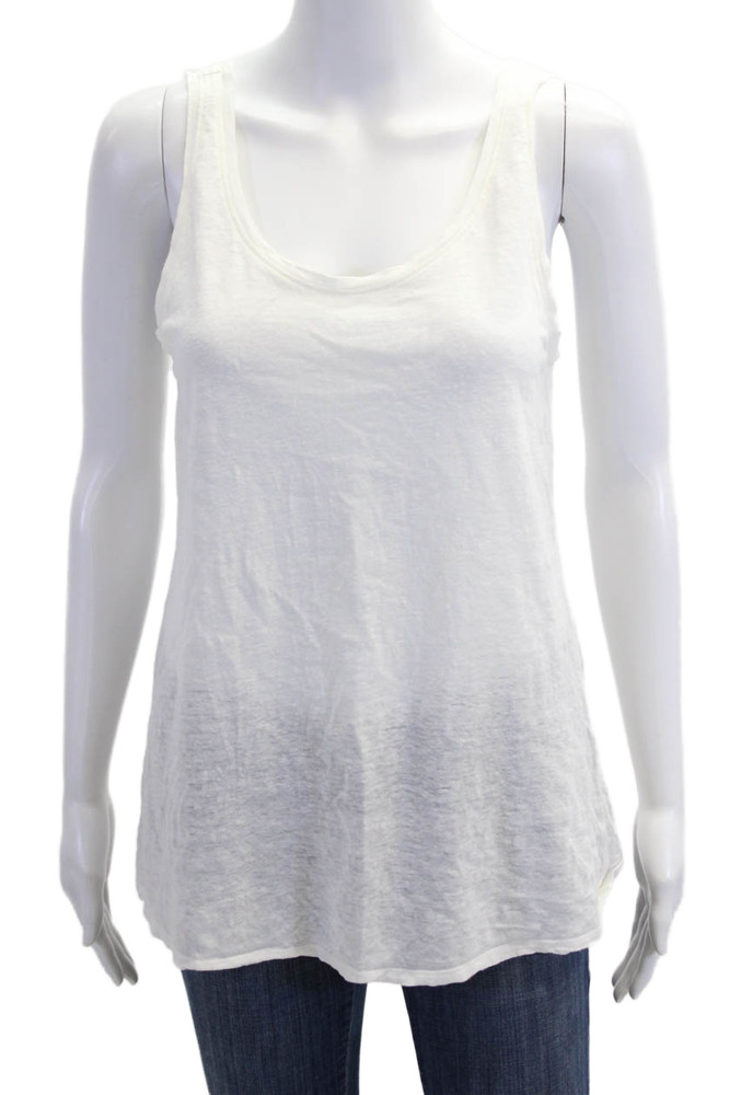 Eileen Fisher Womens Basic Sleeveless Linen Tank White Round Neck Size SFree Shipping in US $100+ Orders | $6.95 Orders Below