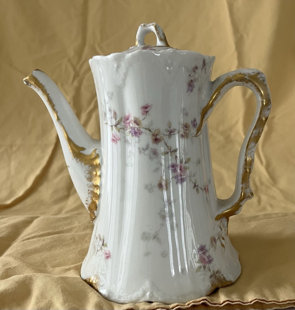 Antique Haviland Limoges Pink Floral Coffee Chocolate Pot