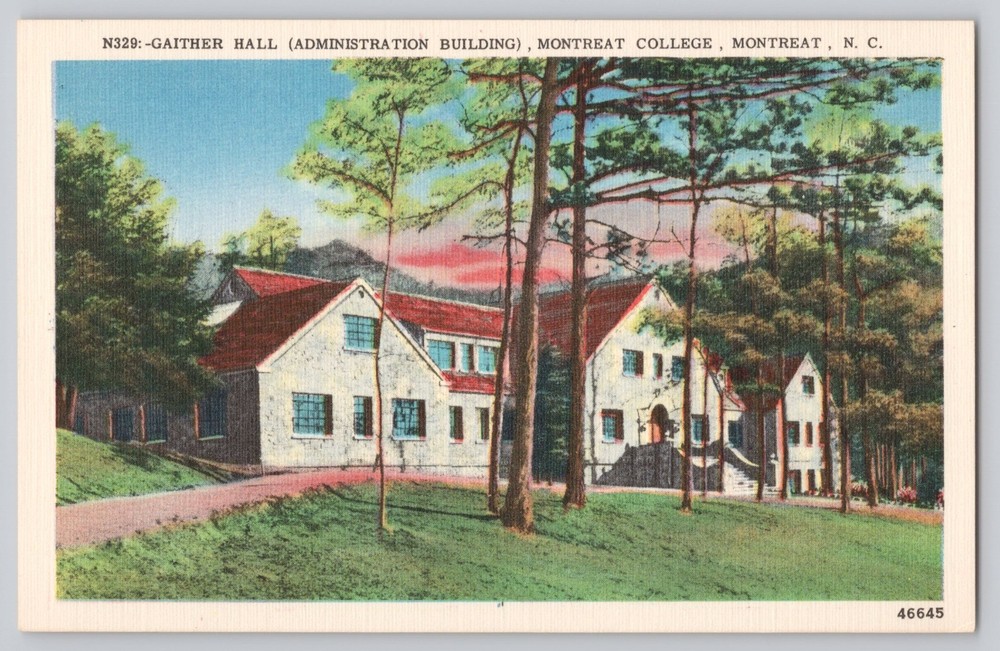 Montreat College Gaither Hall North Carolina Vintage Linen Postcard
