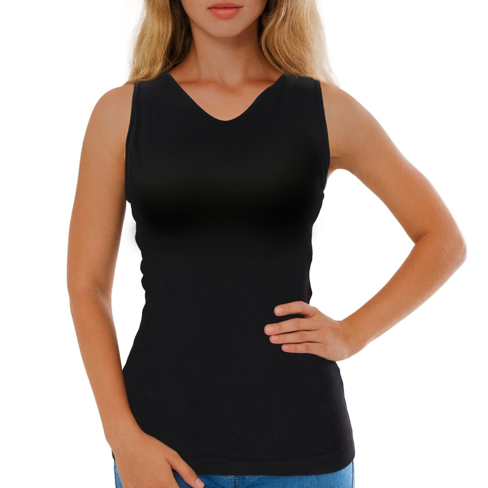 Tank Top with Built In Bra for Women, LARGE | 100% Cotton, Dressy Casual