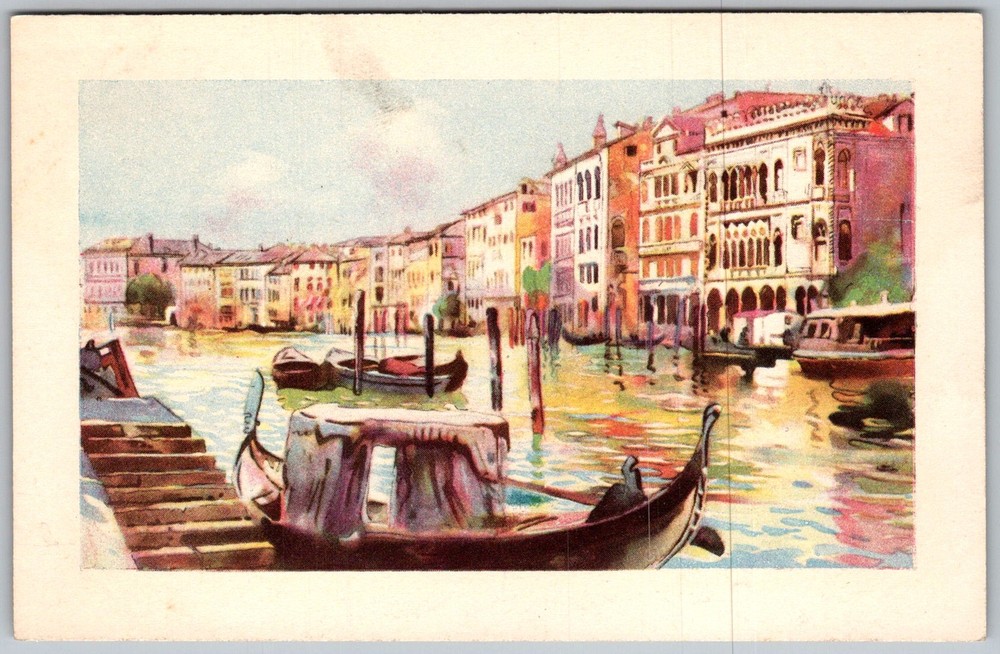 Vtg Postcard Grand Canal Gondola CA Venice, It 1950s