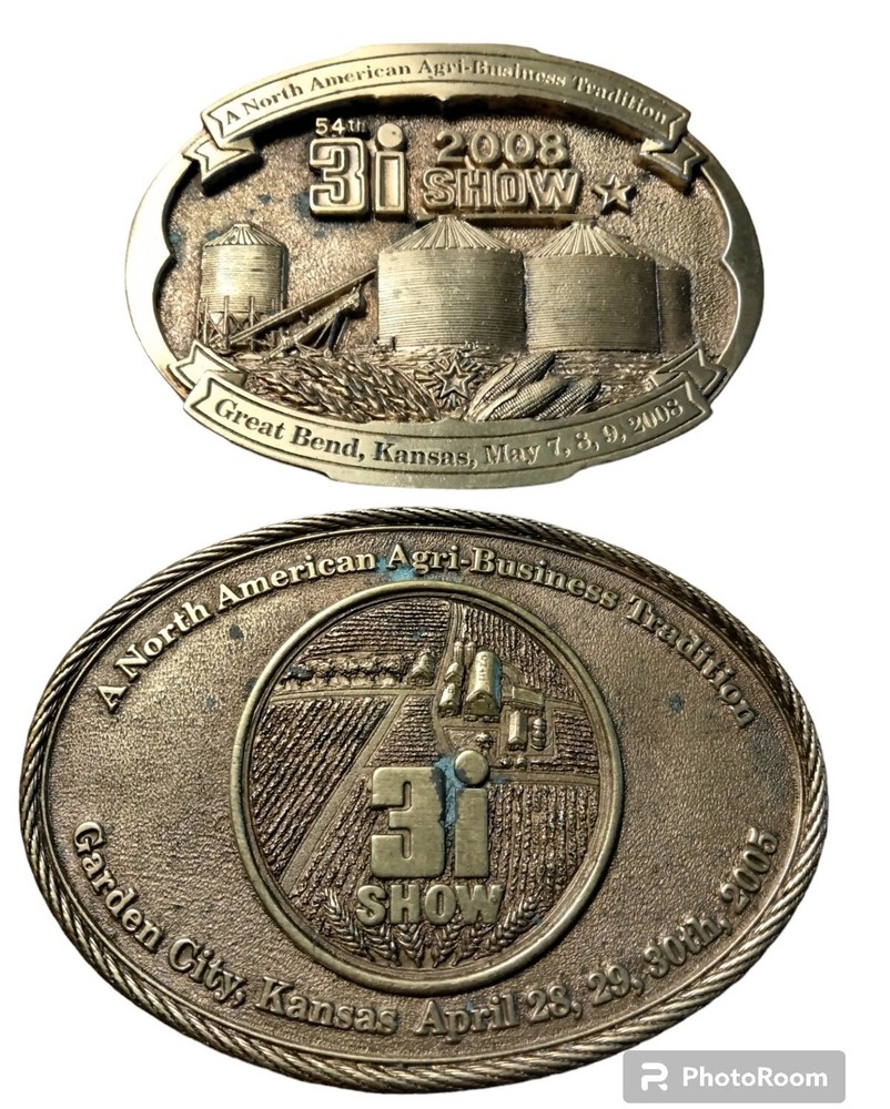 Vtg 2005 2008 Kansas 3i Belt Buckles North American Agri-Business Tradition 2ea.