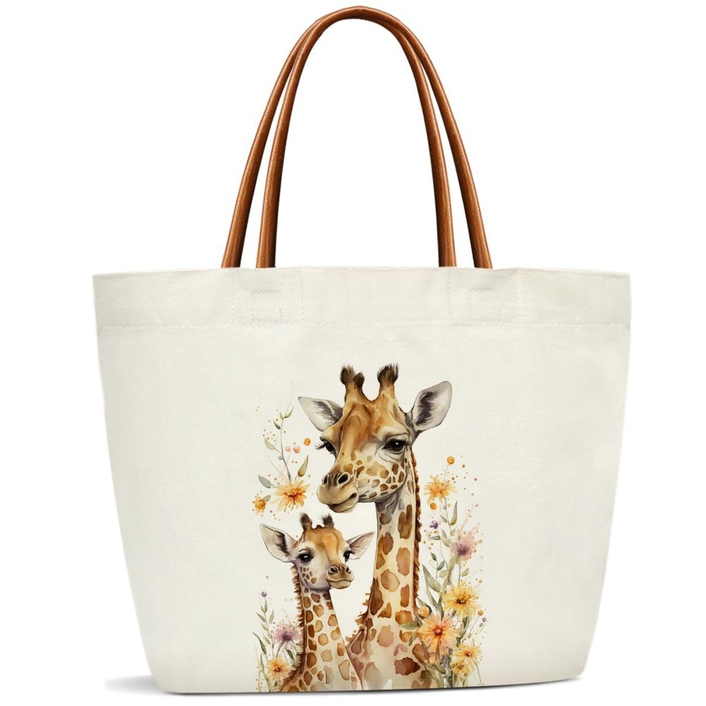 Giraffe Bag Canvas Tote Bag For Women, Cute Tote Bags Reusable Grocery Should...
