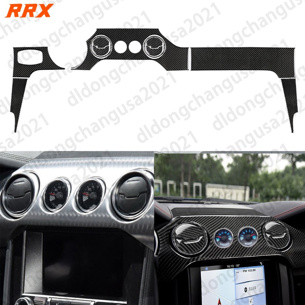 11Pcs Real Carbon Fiber Center Console Dashboard Cover For Ford Mustang GT 15-22