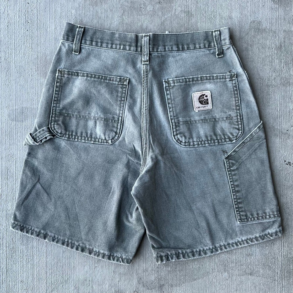 Vintage carhartt B24 MOS green work wear carpenter shorts