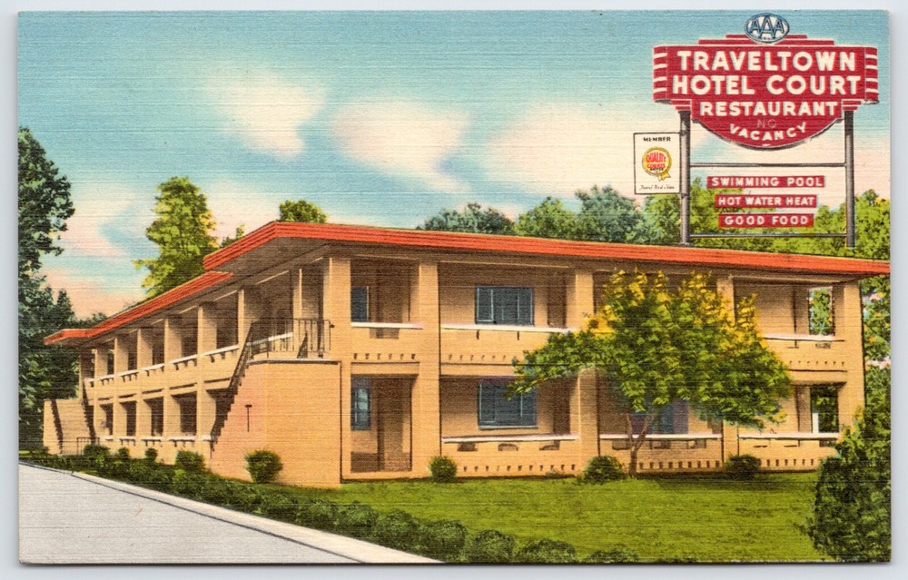 Postcard Traveltown Hotel Court & Cottages, Roanoke Virginia Unposted