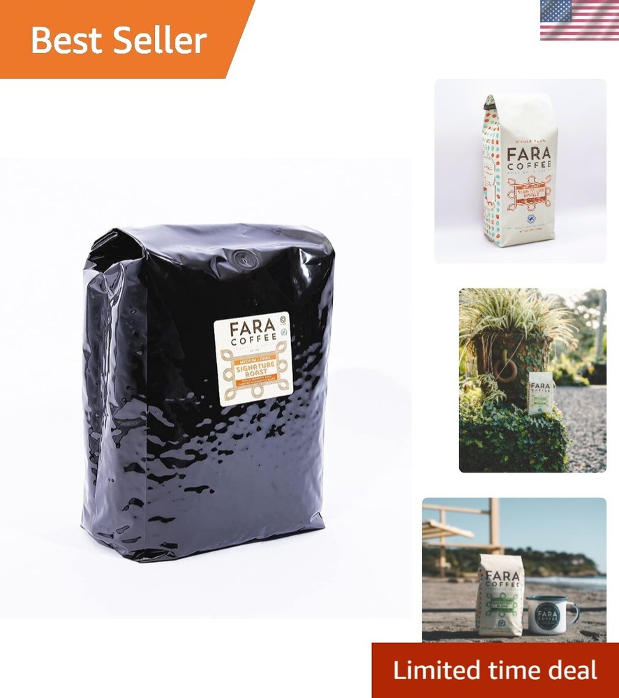 5 lb Medium Dark Roast Arabica Whole Bean Coffee Rainforest Certified