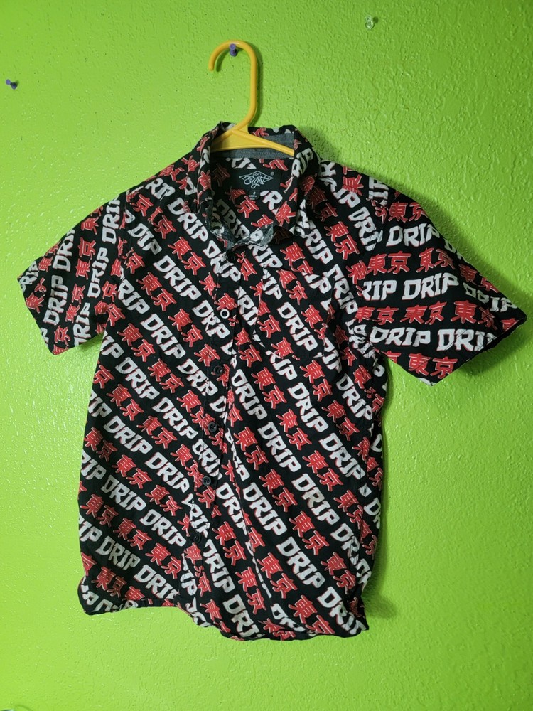 Eighty Eight Youth Button Up Shirt Drip All Over Print Size 8 Multi Color Boys