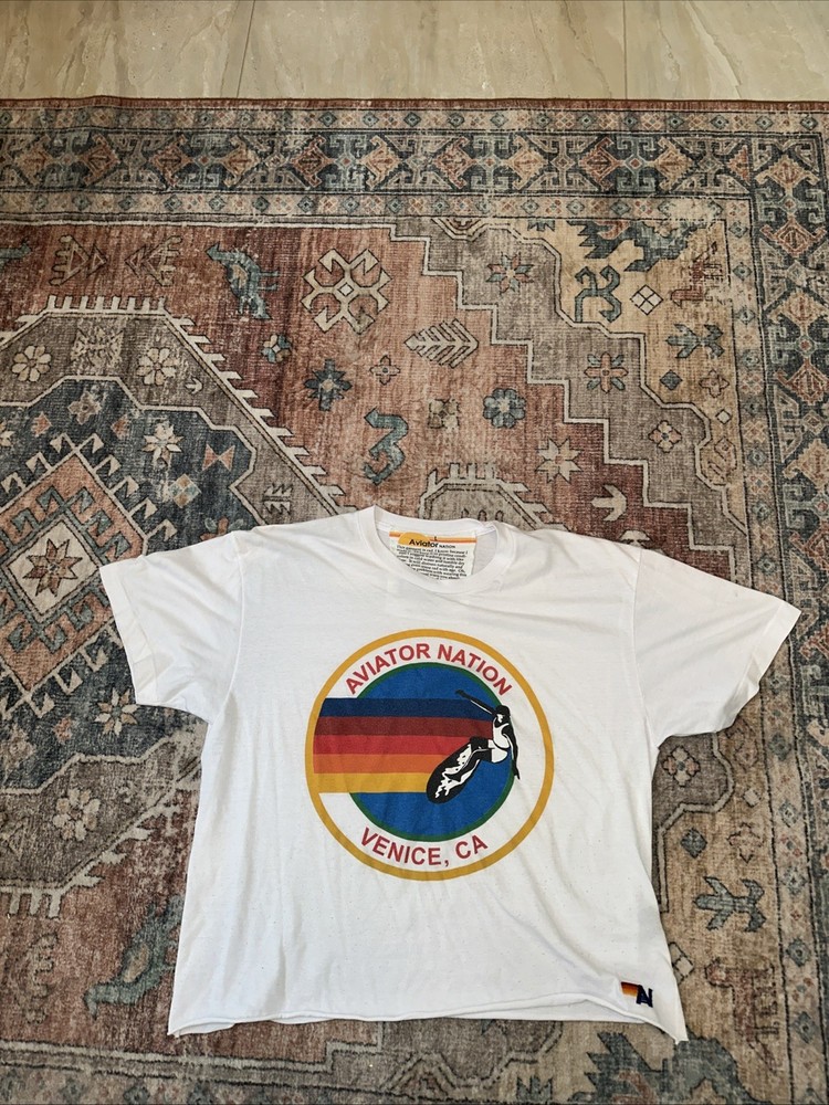 aviator nation tee shirt white Womens Size L Venice CA