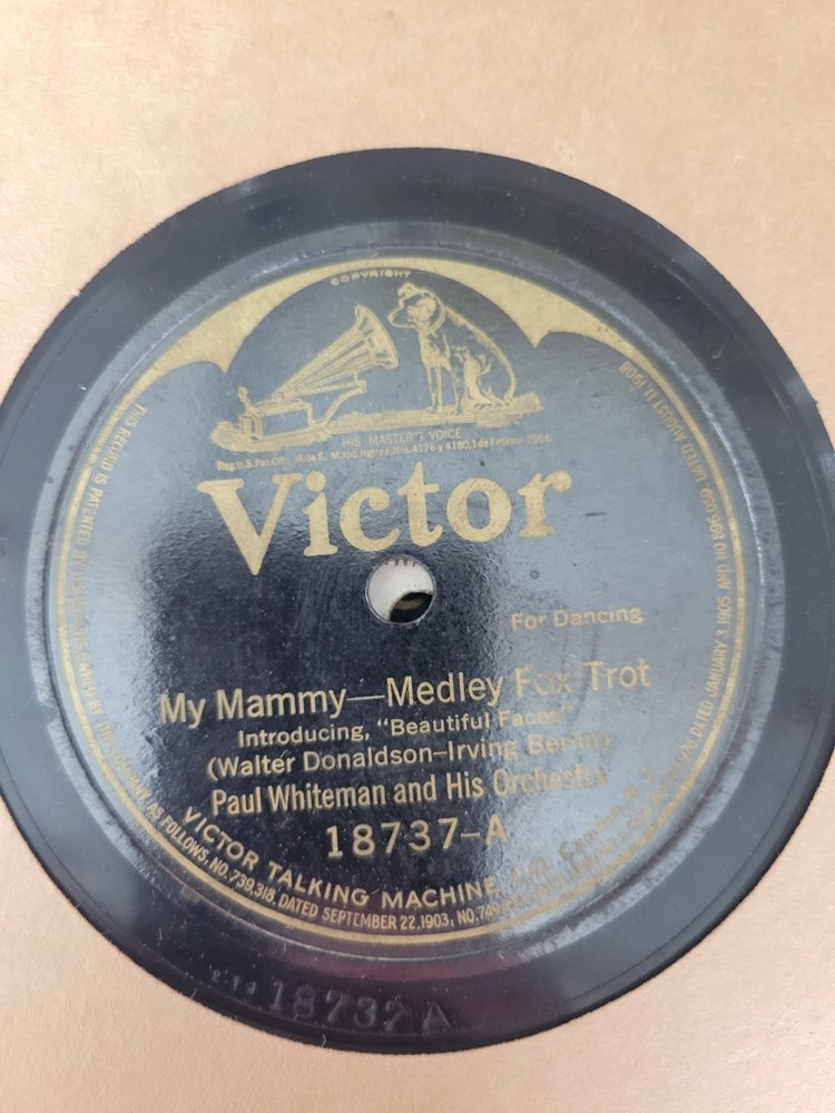 Paul Whiteman Orchestra – My Mammy 78 RPM Single 1921 Victor Jazz Fox Trot