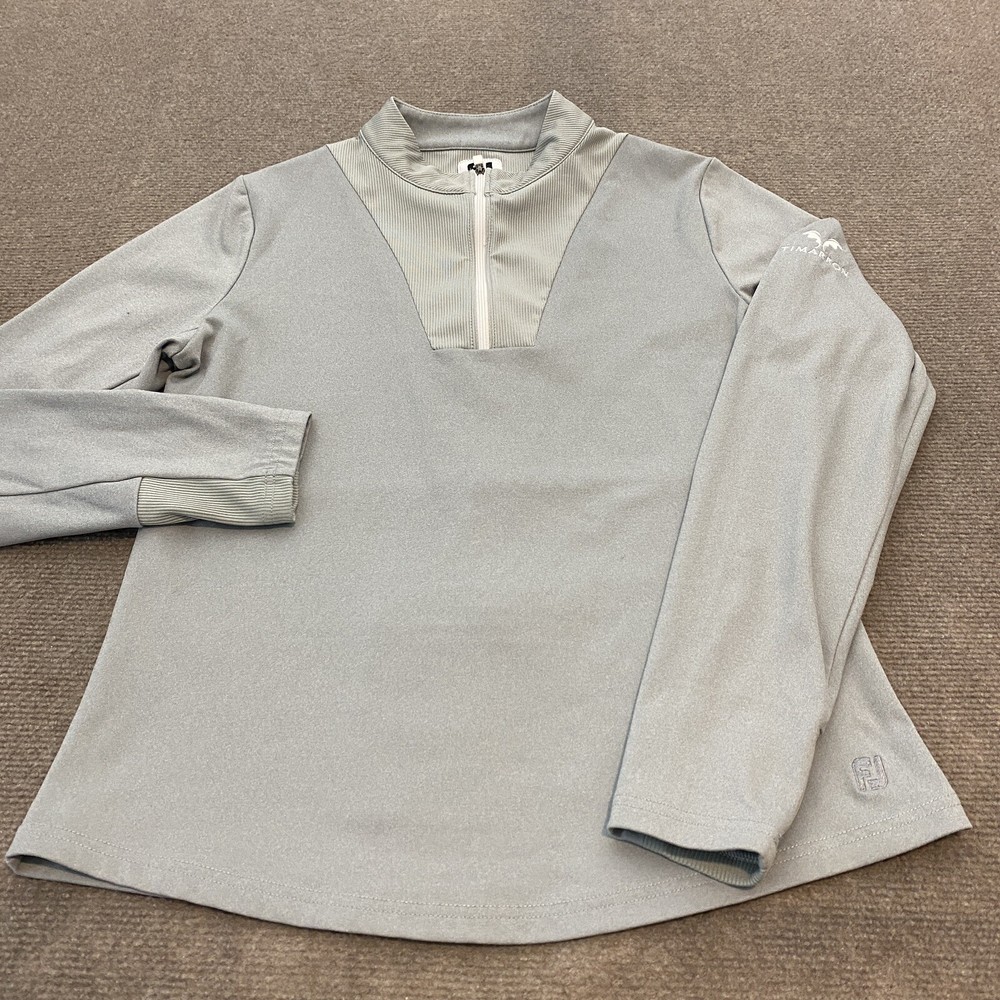 Footjoy Sweater Womens Small Gray 1/4 Zip Pullover Stretch Timarron Golf Logo