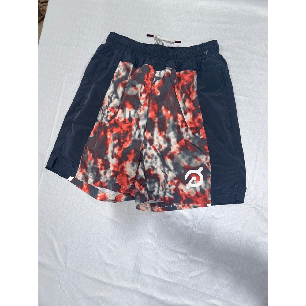Fourlaps x Peloton Mens Athletic Shorts Red Tie Dye Black Small RE-UP Training