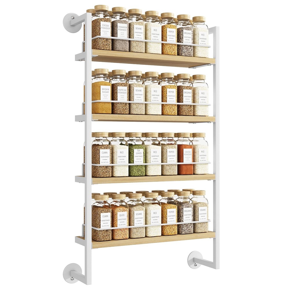 Spice Rack Wall Mount,4 Tier Hanging Seasoning Organizer,Spice Rack for Wall ...