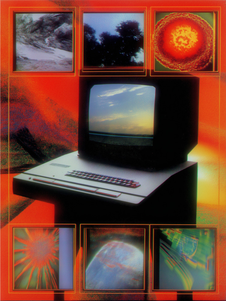 Vintage Computer Monitor Abstract Collage Poster 18x24in