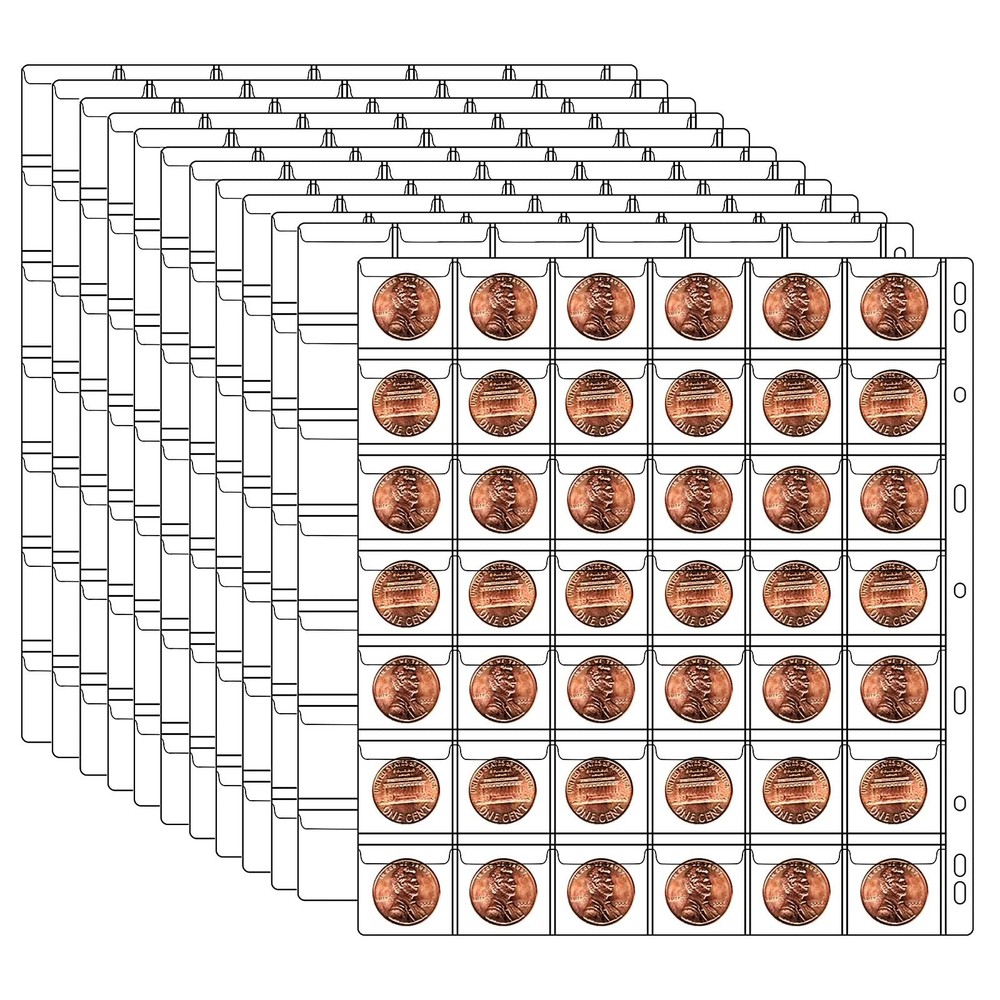 10-Sheet Coin Collection Pages with 420 Pockets and Storage Bin