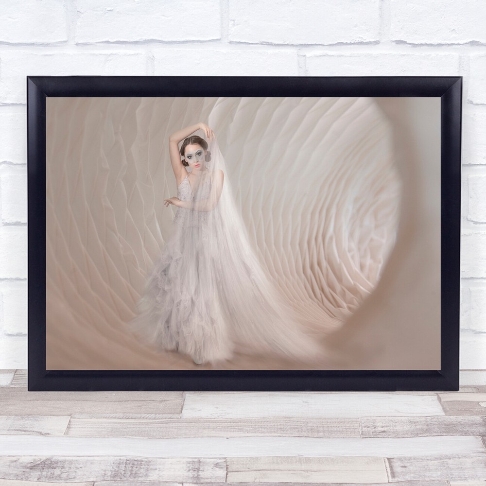 Cotton World Woman in White Dress Tunnel Wall Art Print