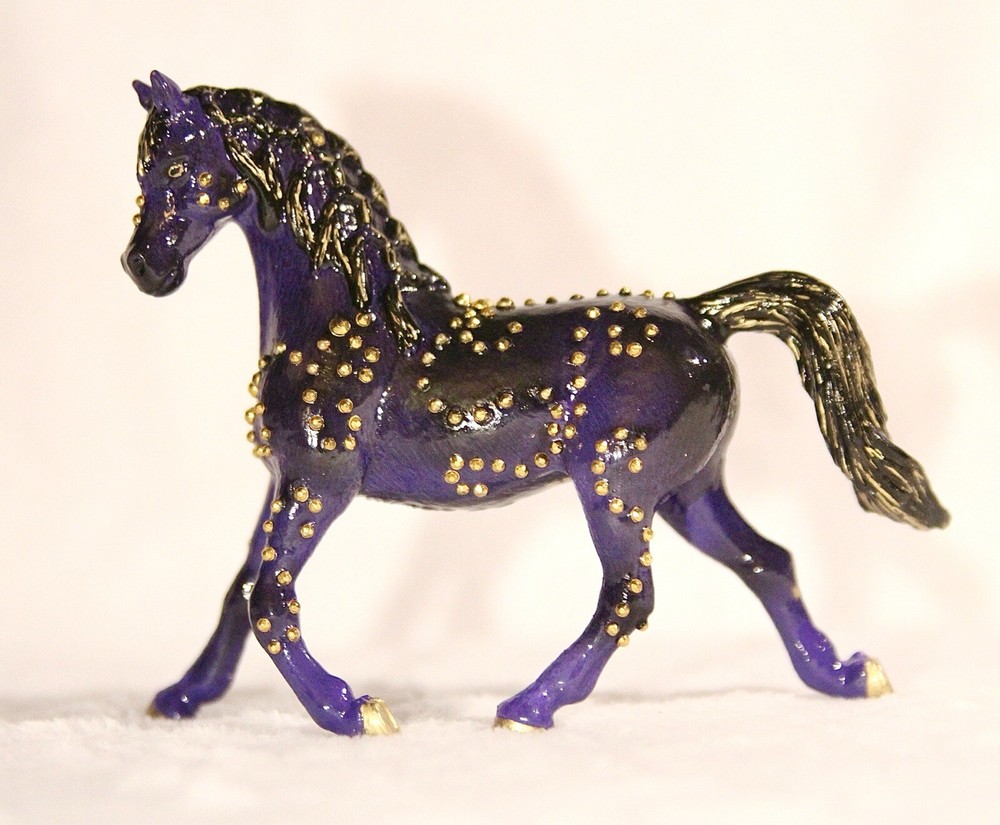 OOAK CM Model Horse - Schleich Arabian Mare Purple and Black Fade Decorator