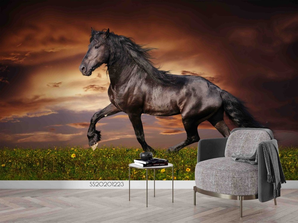 3D Sky Grassland Horse Landscape Wall Murals Wallpaper Murals Wall Sticker