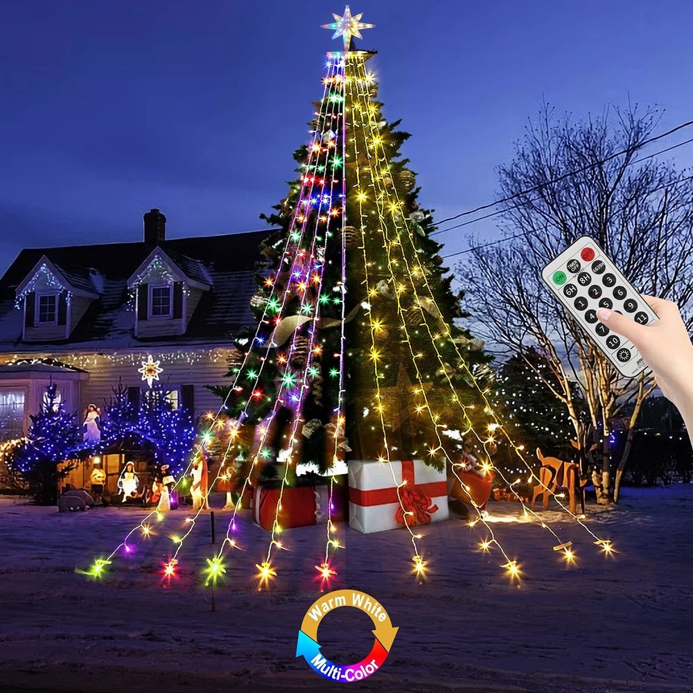 Color Changing Outdoor Christmas Star String Lights 16.4Ft 320 LEDs
