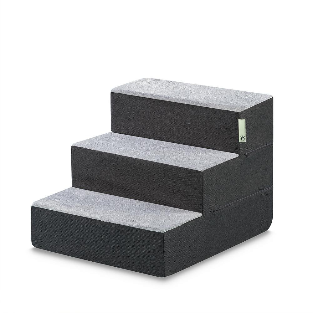 Dark Grey 18-Inch Medium Foam 3-Step Pet Stairs
