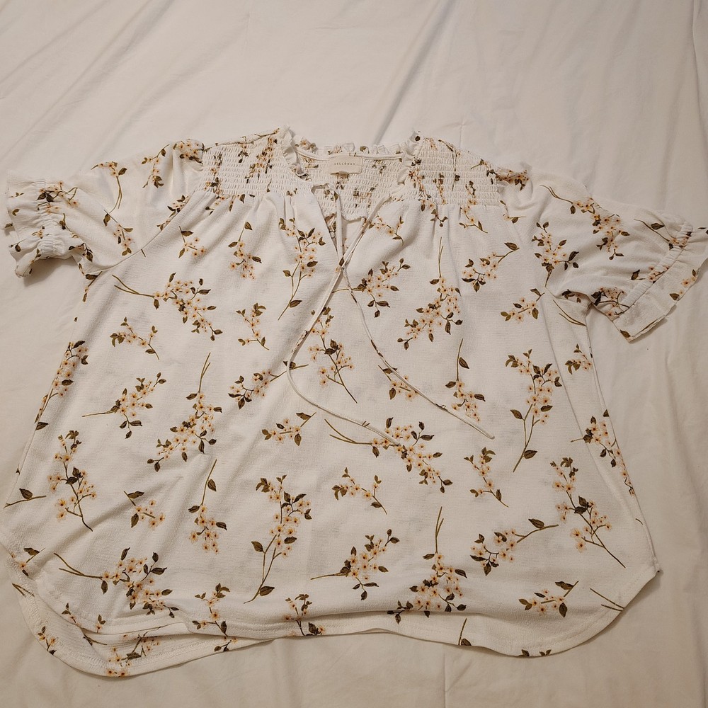 Anthropologie Mellóday Floral Peasant Blouse Women's Size 1L Long Sleeve Boho