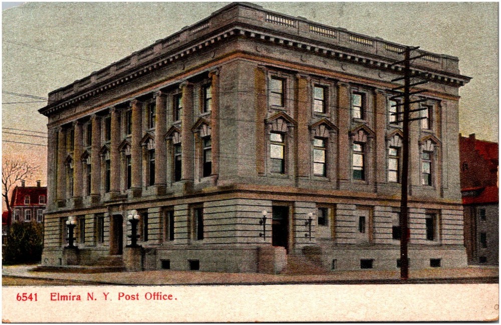 Elmira Post Office Building in New York NY 1900s Postcard Unused Peacock Series