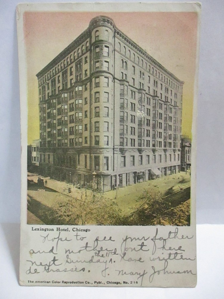 1900 American Color Chicago No 216 Postcard Lexington Hotel Chicago Storefronts