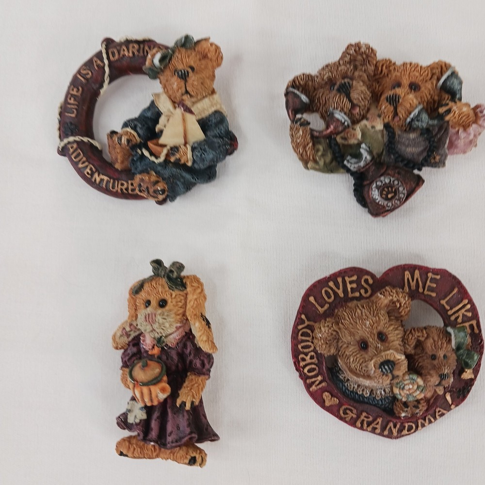 Lote 4 Broches Prendedores Vintage Boyds Bears Resina Pintados a Mano Abuela Amistad-image