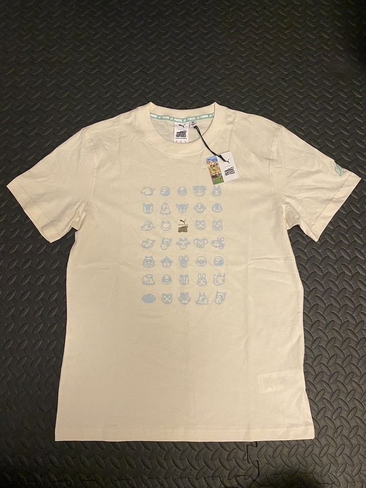 Animal Crossing Horizons Puma Shirt Tee Ivory Characters Nintendo Mens Small NEW