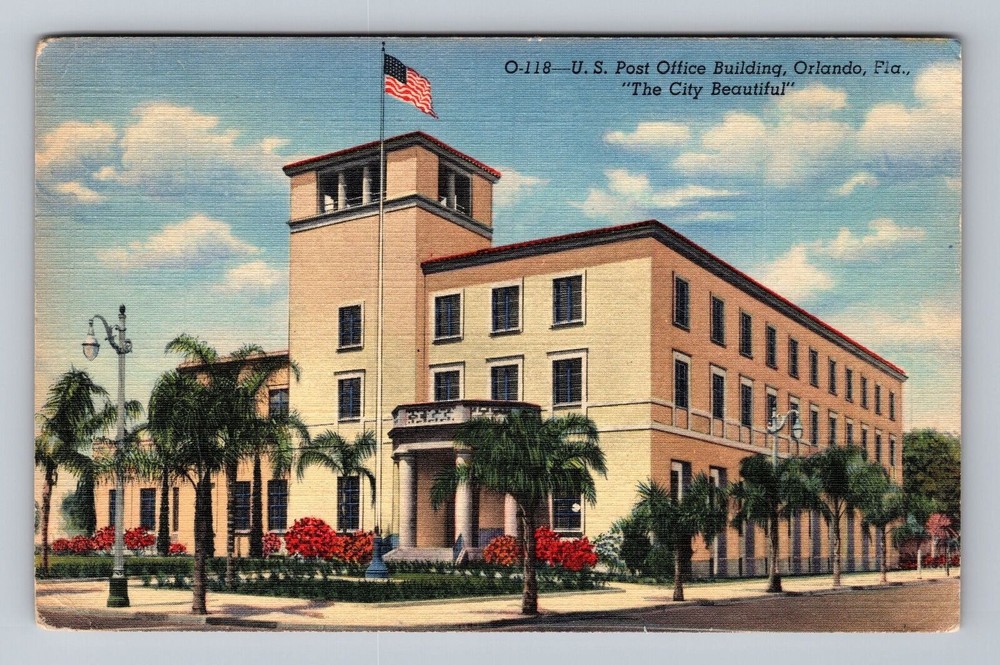 Florida FL Orlando U.S. Post Office Building Vintage Postcard