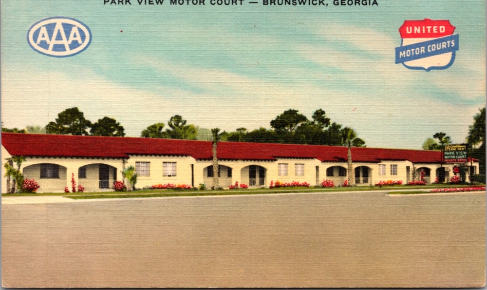 Linen Postcard Park View Motor Court U.S. 17 in Brunswick, Georgia