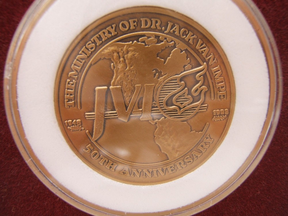50Th Anniversary Coin Medal Israel & Ministry Of Dr Jack Van Impe 1949-1998