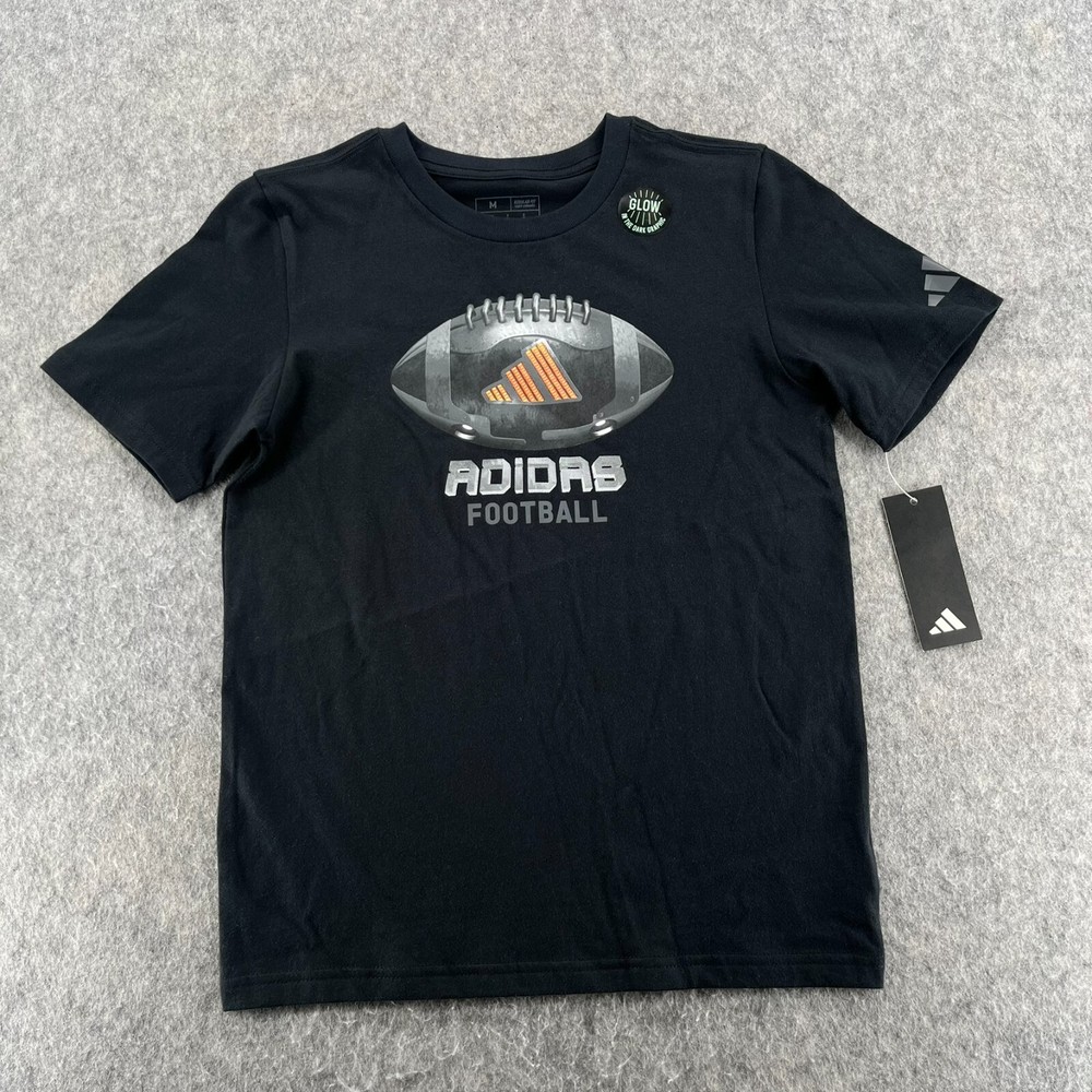 Adidas Black Logo Graphic Short Sleeve T Shirt Youth Boys M (10/12) NEW
